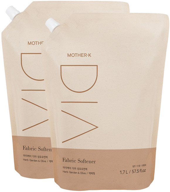 마더케이 디아 유아 대용량 섬유유연제 허브가든향 리필, 1.7L, 2개