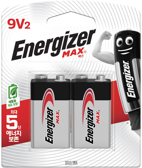 에너자이저 맥스 알카라인 9V 특수건전지, 2개입, 1개