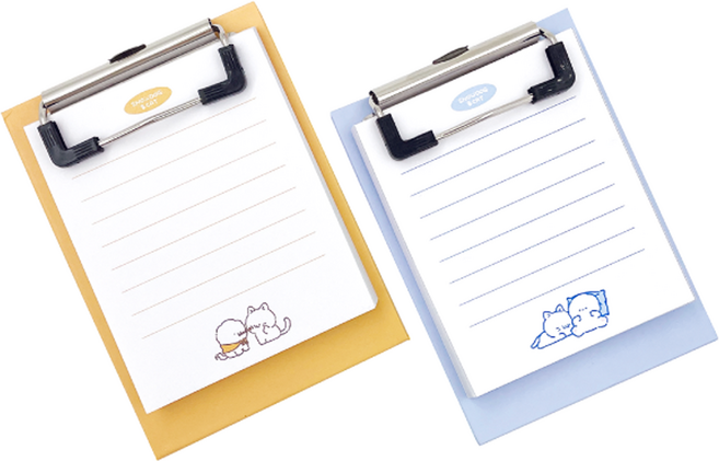 위드나 스노우독&캣 클립 메모보드 2종 세트 82-0042, 블루 + 오렌지, 1세트