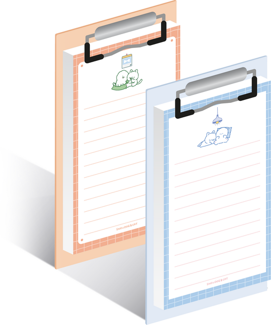 위드나 스노우독 캣 클립 메모지 2종 세트, 블루 + 오렌지, 100매, 1세트