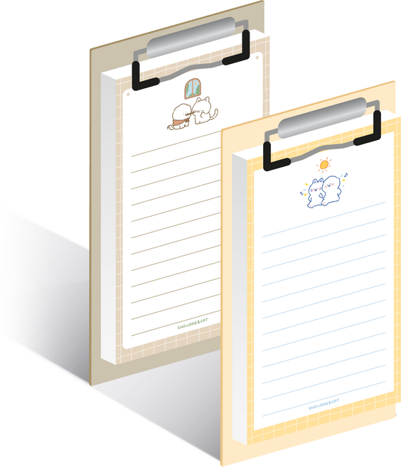 위드나 스노우독 캣 클립 메모지 2종 세트, 옐로우 + 브라운, 100매, 1세트