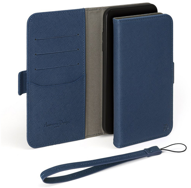 어썸디자인 사피아노 수제 가죽 오블리크 지갑 케이스 + 핸드 스트랩 세트