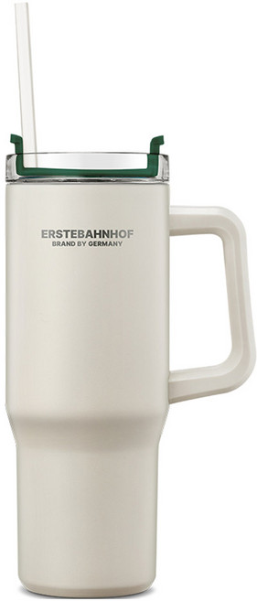 ERSTEBAHNHOF Luhen Vibe 雙層真空304不鏽鋼隨行杯, 887ml, 1個, 奶油色