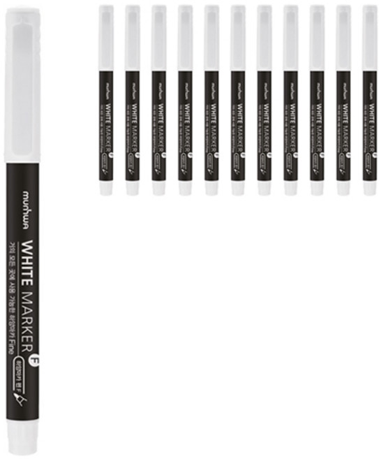 문화연필 하양마카 펜 F 1mm, 흰색, 12개