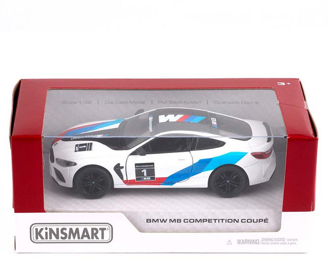 킨스마트 BMW M8 컴페티션 쿠페 W KT5425WF 자동차 작동완구, 화이트, 1개