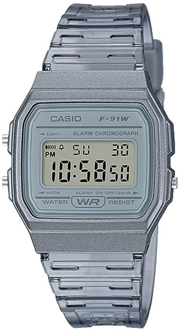 CASIO 卡西歐 男女通用 經典數位電子手錶 F-91WS + 螢幕保護貼組