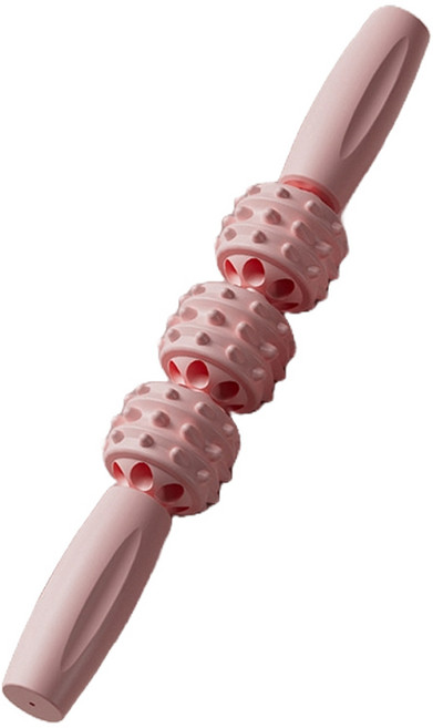 고민고밍 종아리 근육 마사지 스틱 롤러 삼륜안마봉, 1개, 핑크