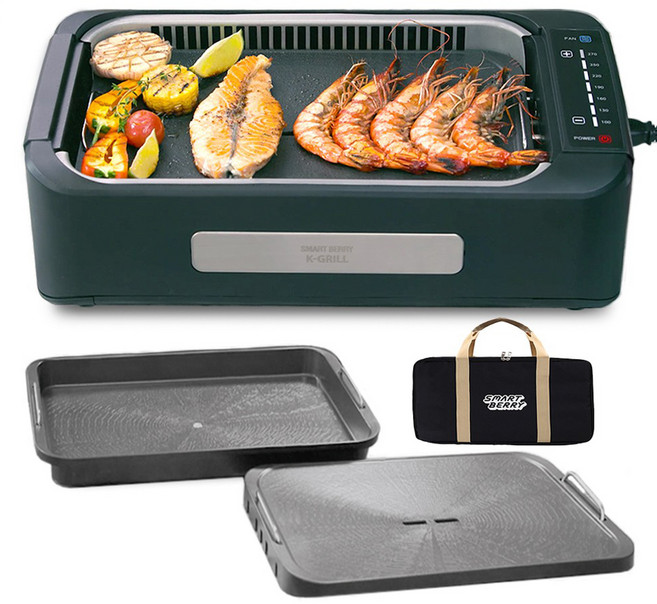 스마트베리 케이 그릴 본체 + 그릴팬 + 다용도 요리팬 + 전원선 + 전용 가방, SBG-K01(블랙)