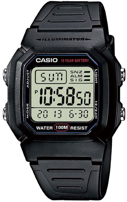 CASIO 卡西歐 男士 100m 防水 數位 電子 手錶 W-800H-1A + 螢幕保護貼 套組