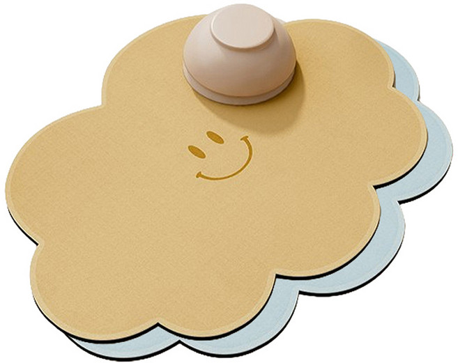 MF스토어 스마일 구름 다용도 규조토 드라잉 테이블 매트, 스카이 + 옐로우, 2개, 40 x 30 cm
