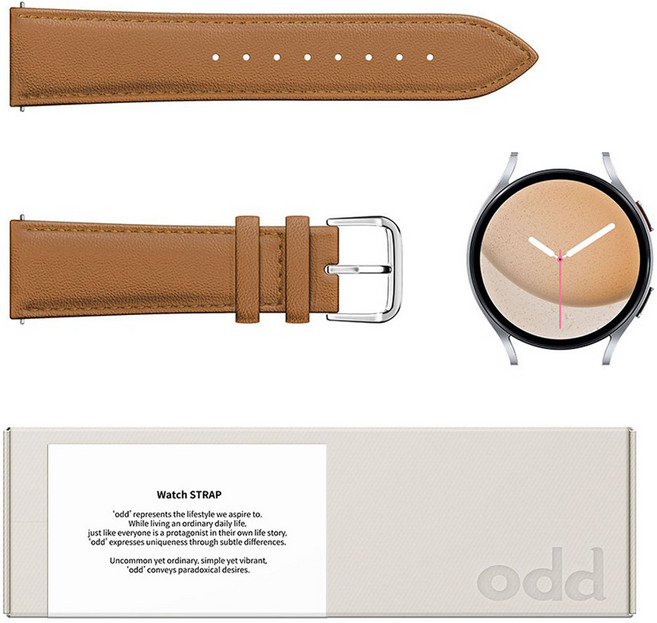 어썸디자인 갤럭시워치 오드 수제 소가죽 스트랩, 엠버 브라운, 1개