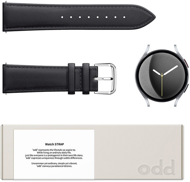어썸디자인 갤럭시워치 오드 수제 소가죽 스트랩, 오닉스 블랙, 1개
