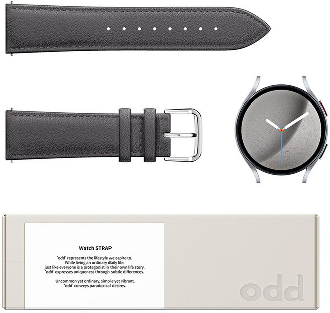 어썸디자인 갤럭시워치 오드 수제 소가죽 스트랩, 번트 차콜, 1개