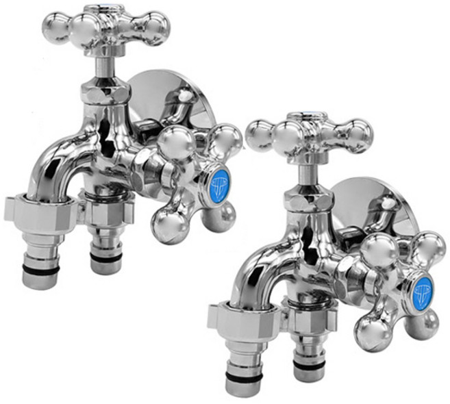 다용도 두갈래 카프링 수도꼭지 냉수, 2개