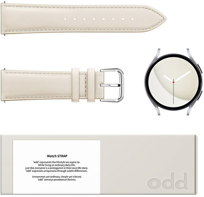 어썸디자인 갤럭시워치 오드 수제 소가죽 스트랩, 크림 에버닌, 1개