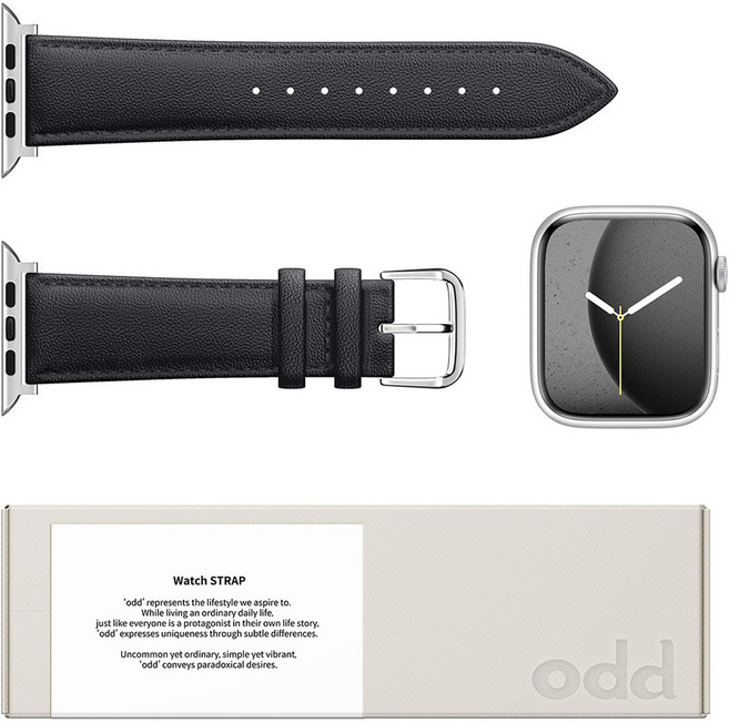 어썸디자인 애플워치 오드 소가죽 스트랩, 오닉스 블랙, 1개