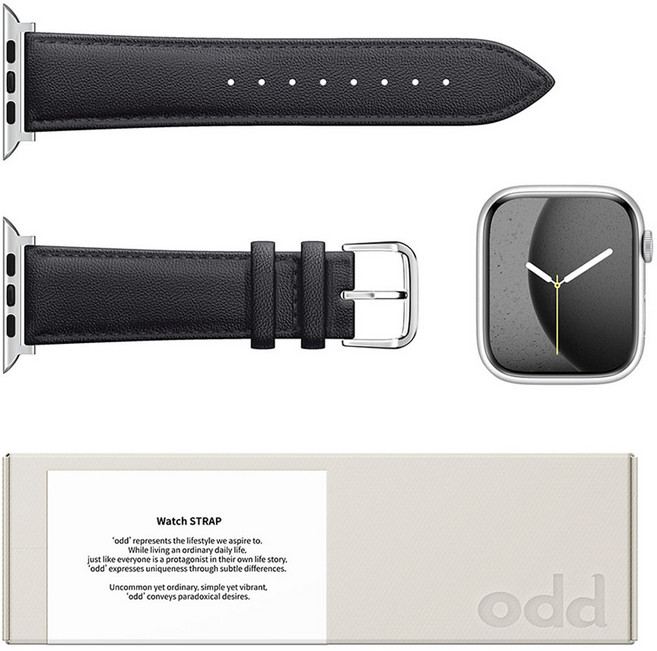 어썸디자인 애플워치 오드 소가죽 스트랩, 오닉스 블랙, 1개