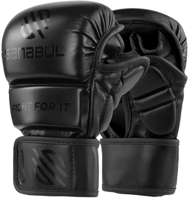 사나불 에센셜 스파링 MMA글러브, 블랙 + 블랙, 1세트