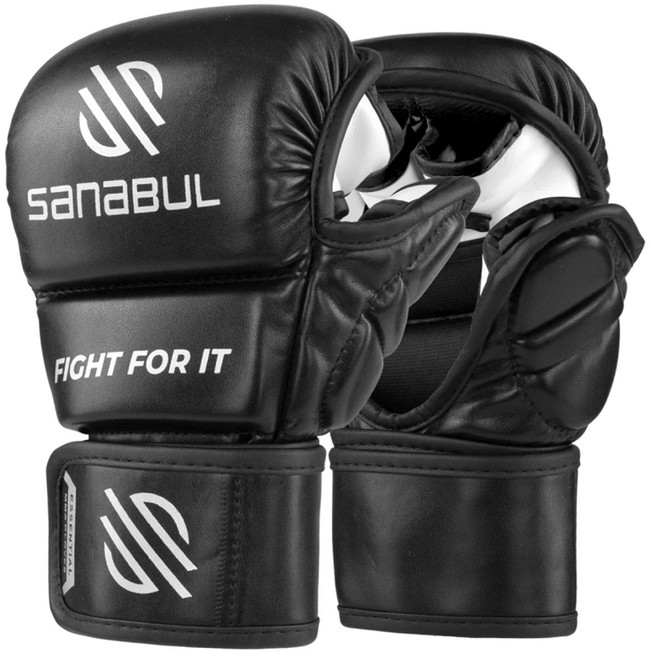 사나불 에센셜 스파링 MMA글러브, 블랙 + 실버, 1세트