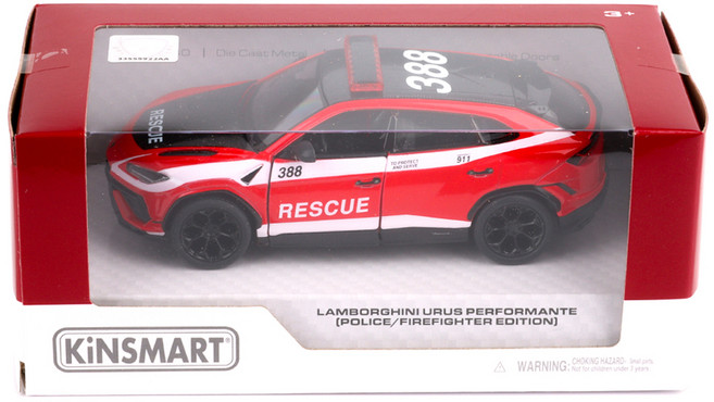 KiNSMAR Lamborghini Urus Performante 警車玩具車 KT5447PR, 紅色, 1個