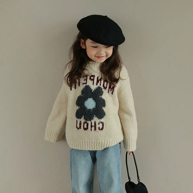 Arbe 女童 Peek-a-boo 花朵針織衫