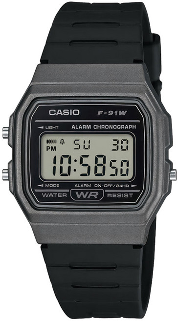 CASIO 卡西歐 男女通用 經典數位電子手錶 F-91WM + 螢幕保護貼組