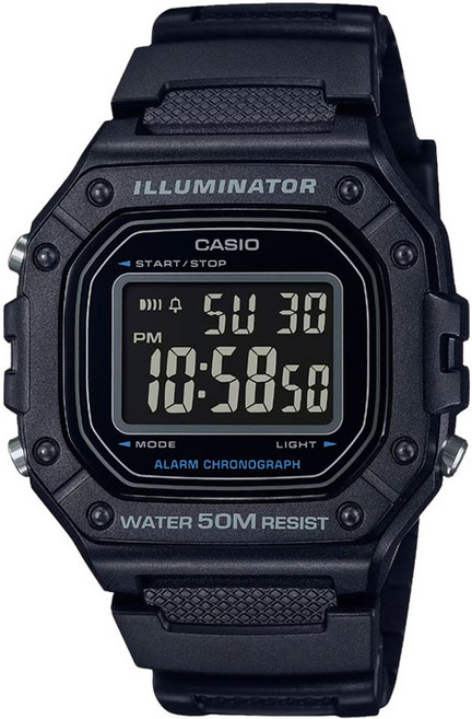 CASIO 卡西歐 男士數位手錶W-218-1B+液晶膜套裝