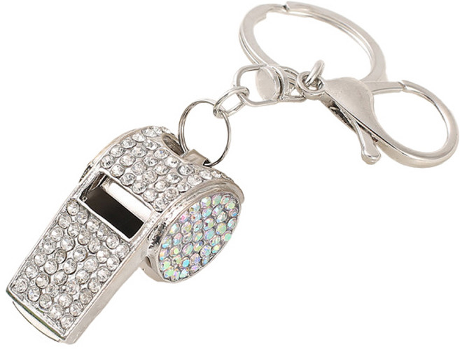 뽀르픽 럭셔리 보석 호신용 호루라기 키링, 실버, 1개