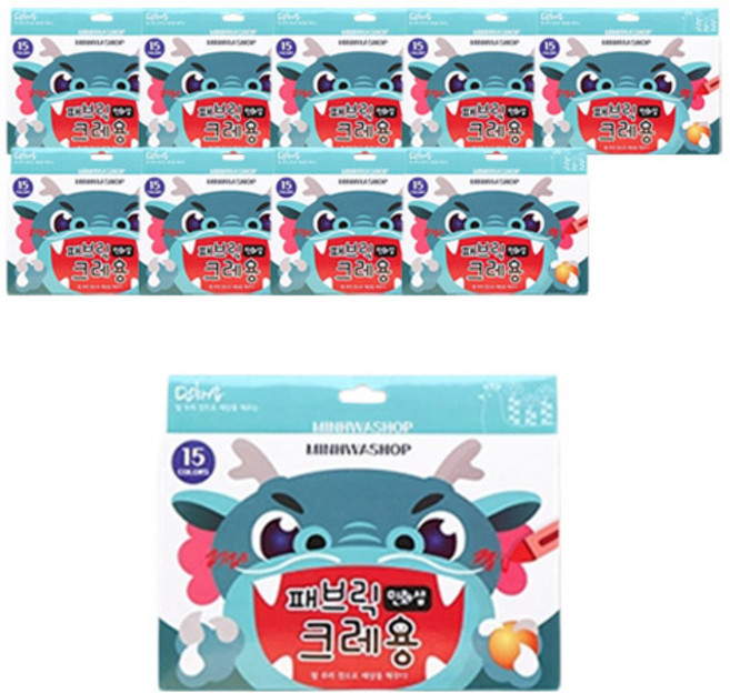 민화샵 패브릭 크레용 UDPAT0052, 15색, 10세트