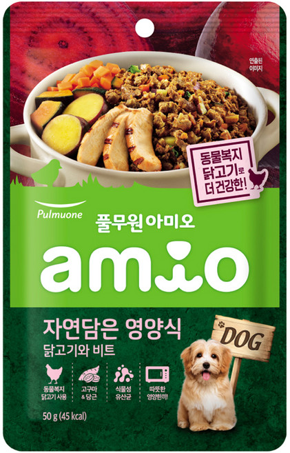 풀무원아미오 전연령 강아지 자연담은 영양식 습식사료, 닭, 50g, 1개