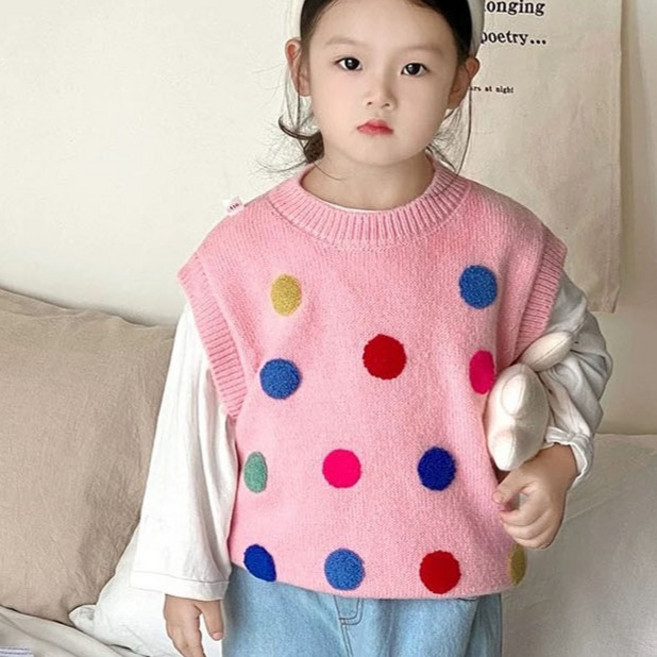 Arbe 女童 Anna 圓點針織背心