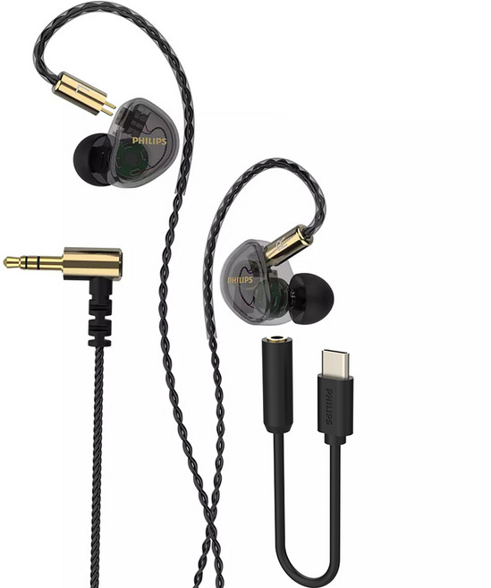 필립스 모니터링 유선 이어폰, TAE7009, 블랙 + 골드