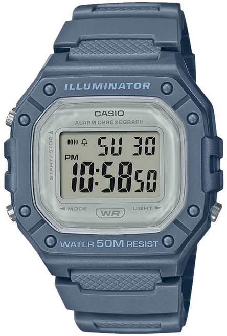 카시오 남성용 디지털 전자 손목시계 W-218HC + 액정필름 세트