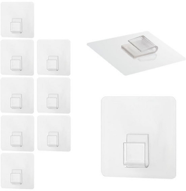 TheLiving 접착식 선반고정 걸이 후크 60mm x 60mm, 투명, 10개