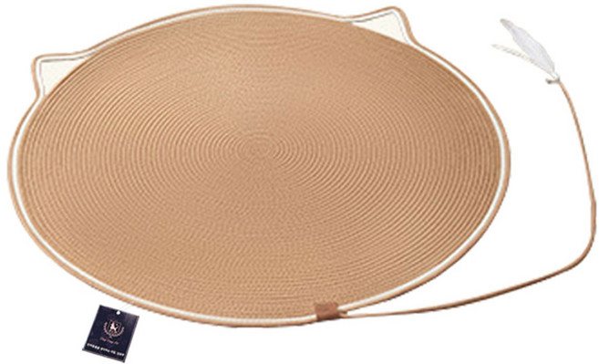 딩동펫 고양이 흔들깃털 라운드 스크래쳐 매트, 브라운, 1개