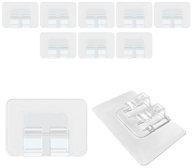 TheLiving 다용도 접착식 선반고정 걸이 후크 60mm x 40mm, 투명, 10개