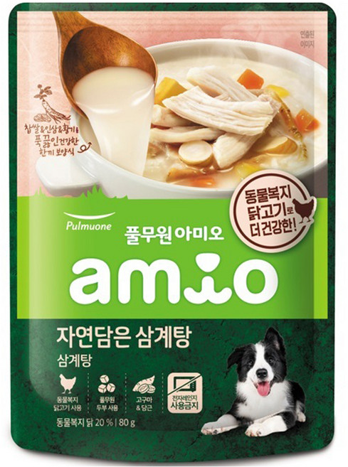 풀무원아미오 전연령 강아지 자연담은 삼계탕 습식사료, 닭, 80g, 1개