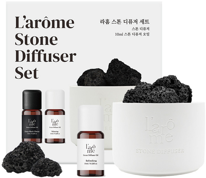 라홈 스톤 디퓨저 세트, 리프레싱, 10ml, 1개