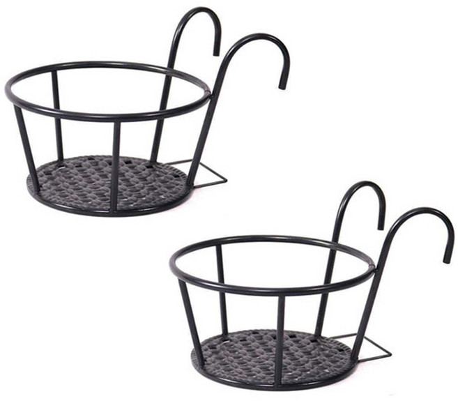 에버하우스 발코니 화분 스탠드 거치대, 블랙, 2개