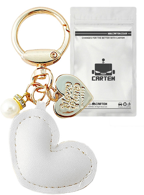 카템 하트 진주 멀티 키링, 1개, 화이트
