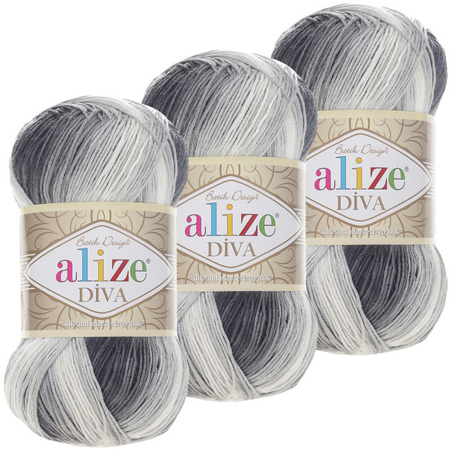 마마니트 디바 뜨개실, 1900 그레이혼합, 3개