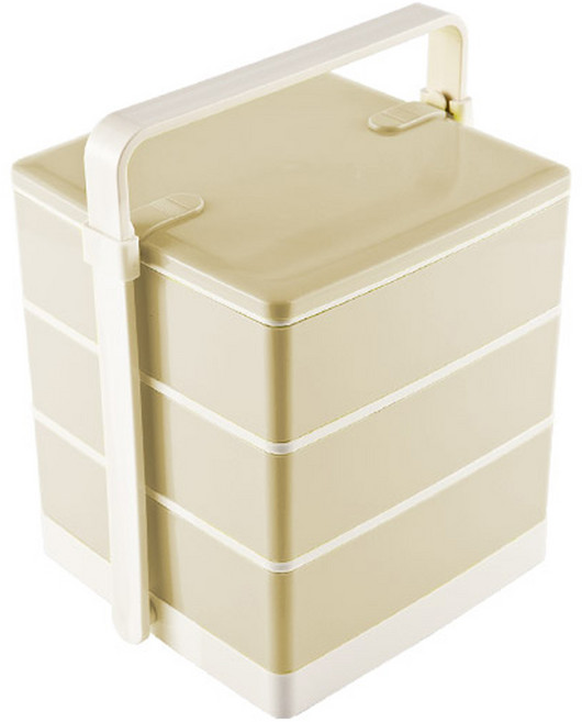 플라팜 피크닉 찬합 3단 도시락통, 아이보리, 1개