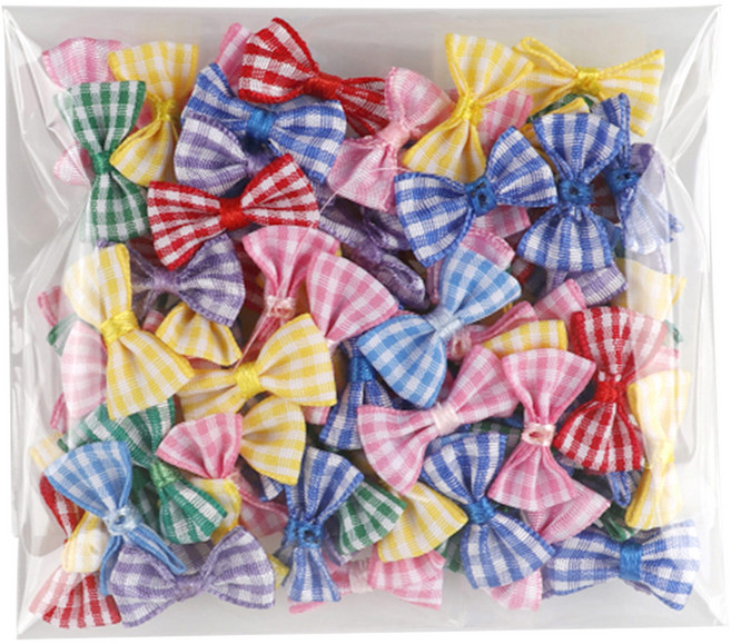 유니아트 대용량 체크리본 100p 세트 소, 혼합색상, 1세트