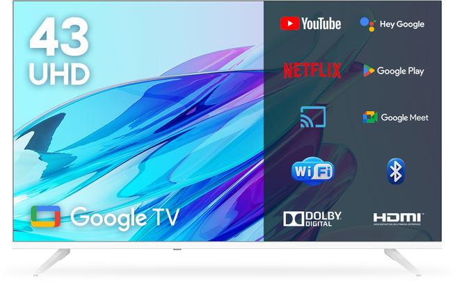이노스 4K UHD LED 에디션 스마트 TV, 단일옵션, 43UHD Google 화이트, 스탠드형, 고객직접설치