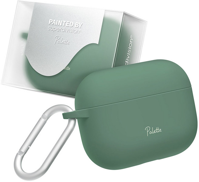 슈퍼디비전 팔레트 에어팟 하드 케이스 + 카라비너 세트, 에어팟 프로2, 세이지 파치먼트, 1세트