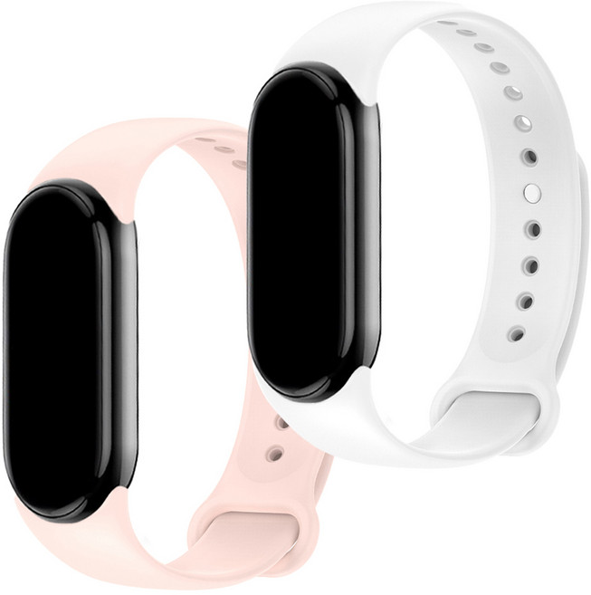 스페이스쉴드 스마트워치 베이직 실리콘 스트랩 2종 세트, 샌드핑크, 화이트, 1세트