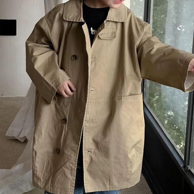 Arbe 아동용 해브버튼 트렌치코트