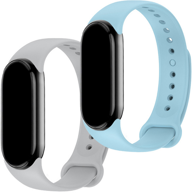 스페이스쉴드 스마트워치 베이직 실리콘 스트랩 2종 세트, 그레이, 스카이, 1세트