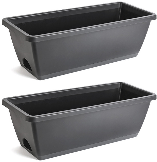 생활공식 직사각 텃밭 화분 받침 세트, 그레이, 2세트