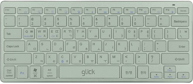 지클릭커 오피스프로 움직이는 마카롱 슬림 라이트 저소음 무선 블루투스 키보드, 그린, wk30, 제조사축